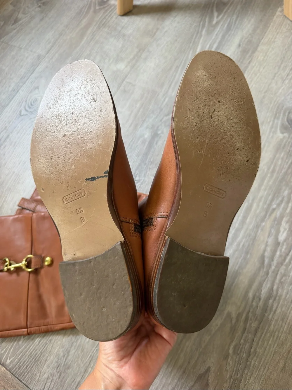 Coach Martta Tan Leather Tall Riding Boots Size 9.5 B Convertible Over-The-Knee